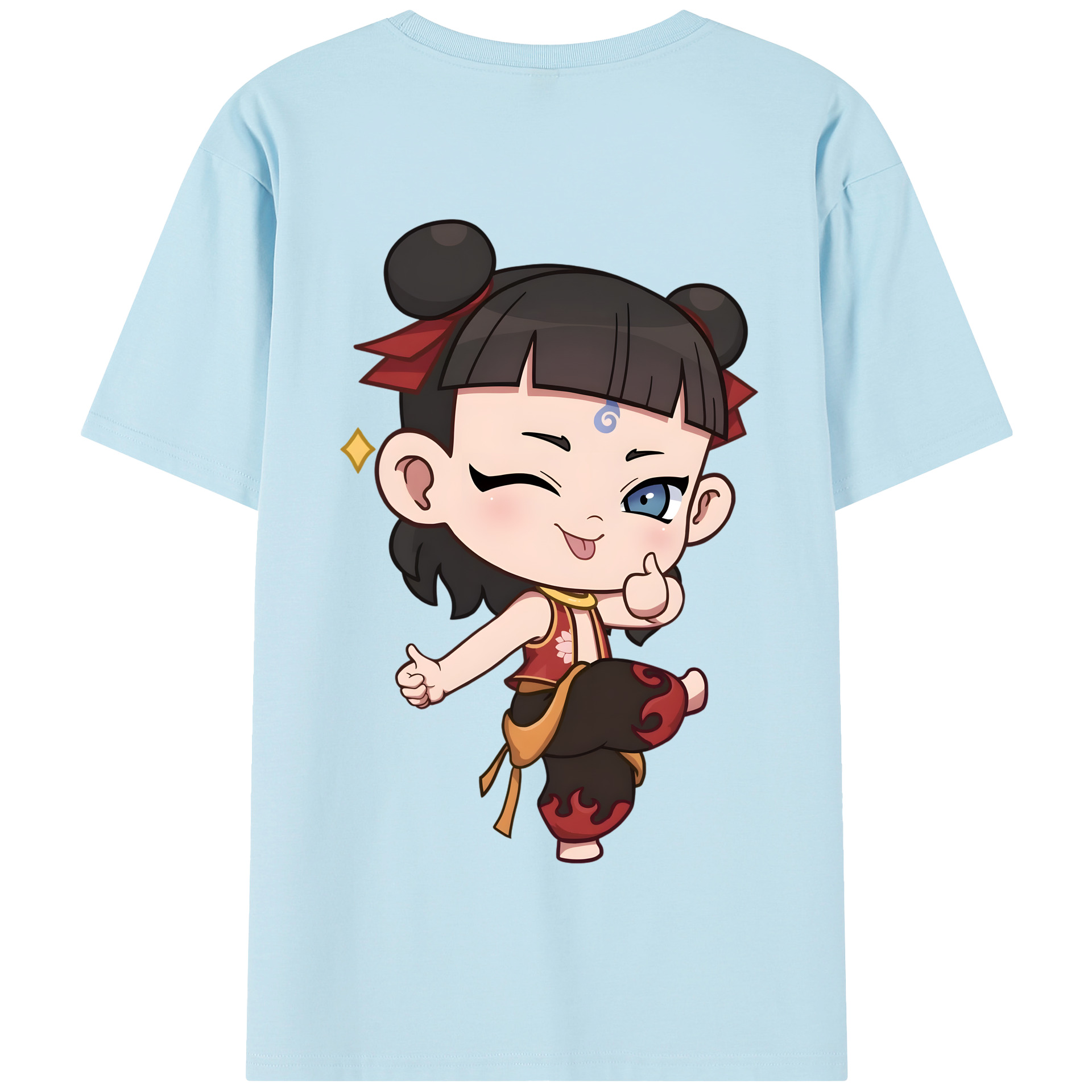 （画像用） Ne Zha 2 ナタ 魔童の大暴れ 綿100％半袖Tシャツ（背面プリント）